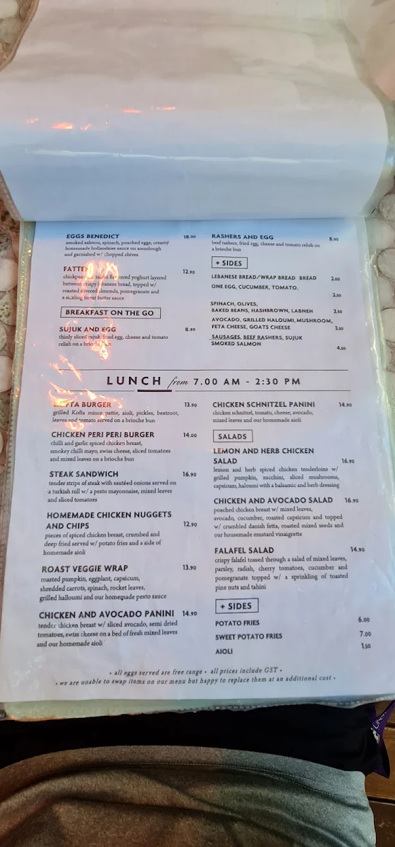 Menu, Glaçage