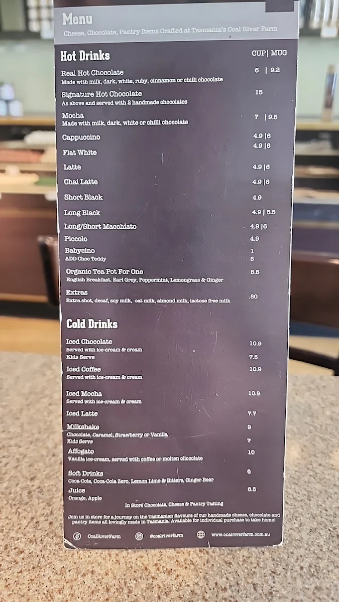 Menu, Coal River Farm
