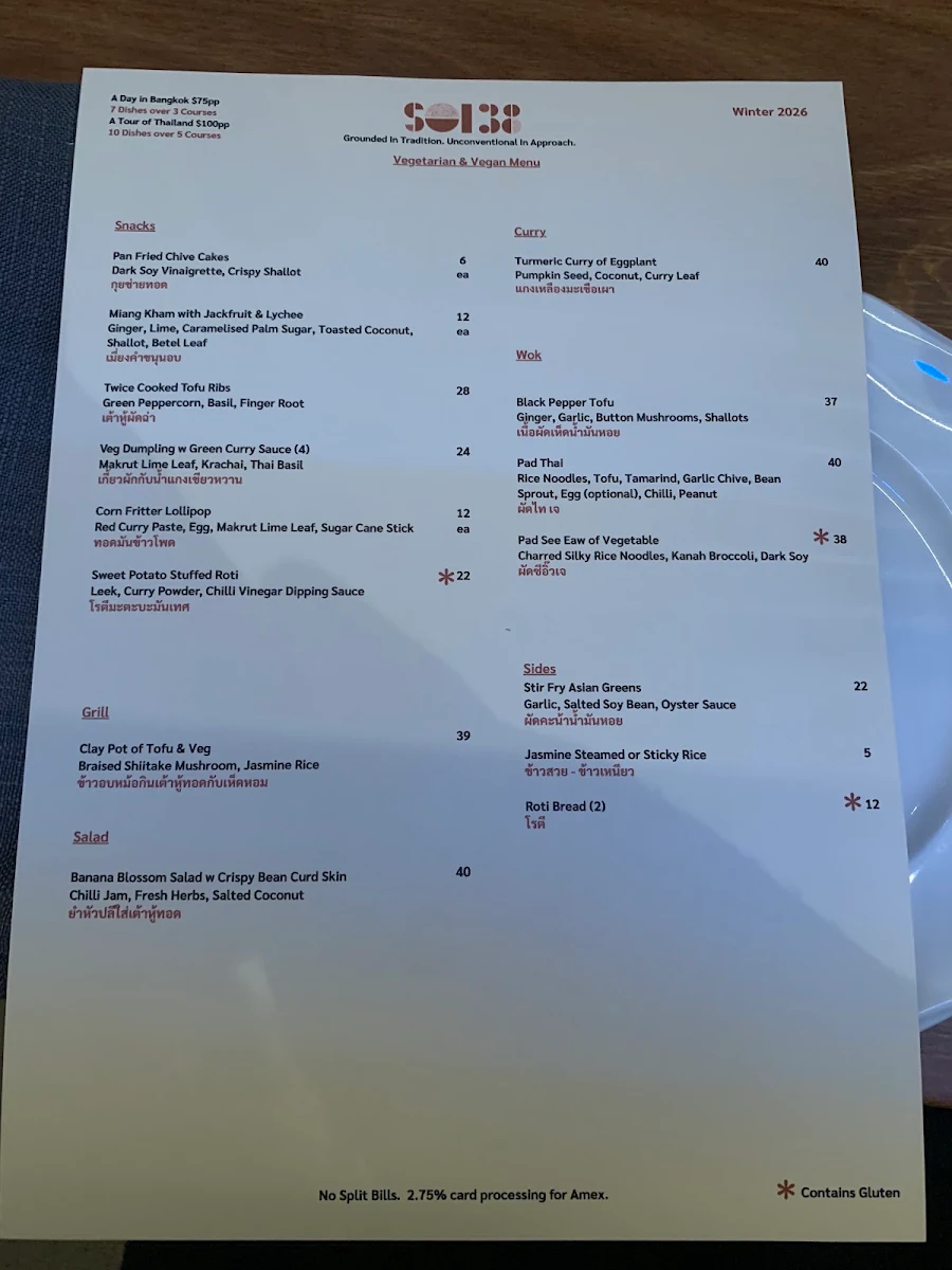 Menu, Soi 38 Adelaide