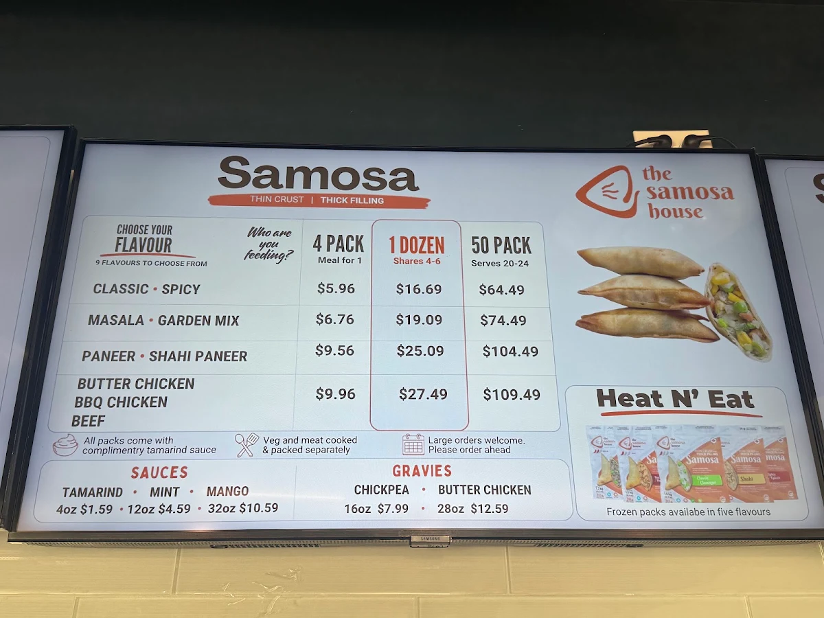 Menu, The Samosa House