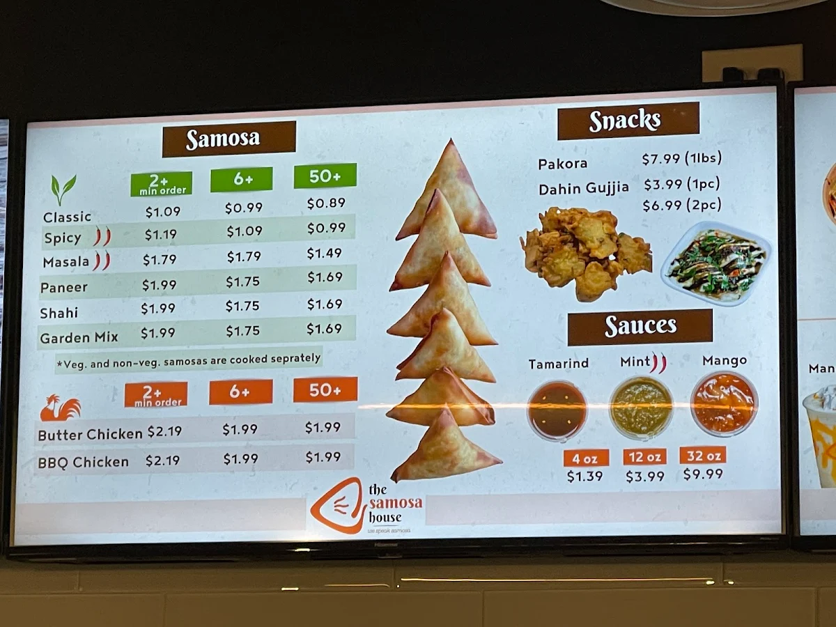 Menu, The Samosa House
