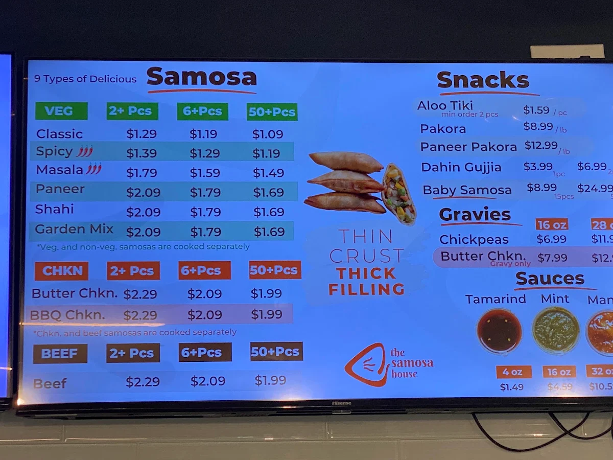 Menu, The Samosa House