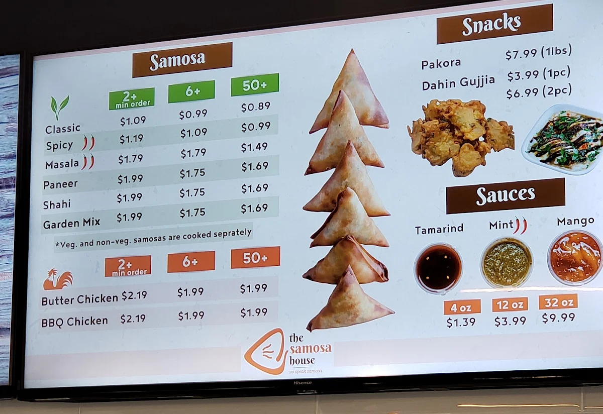 Menu, The Samosa House