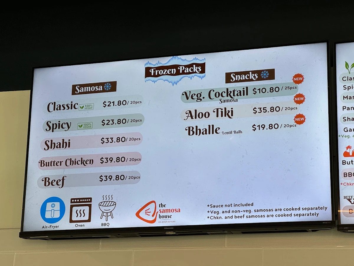 Menu, The Samosa House