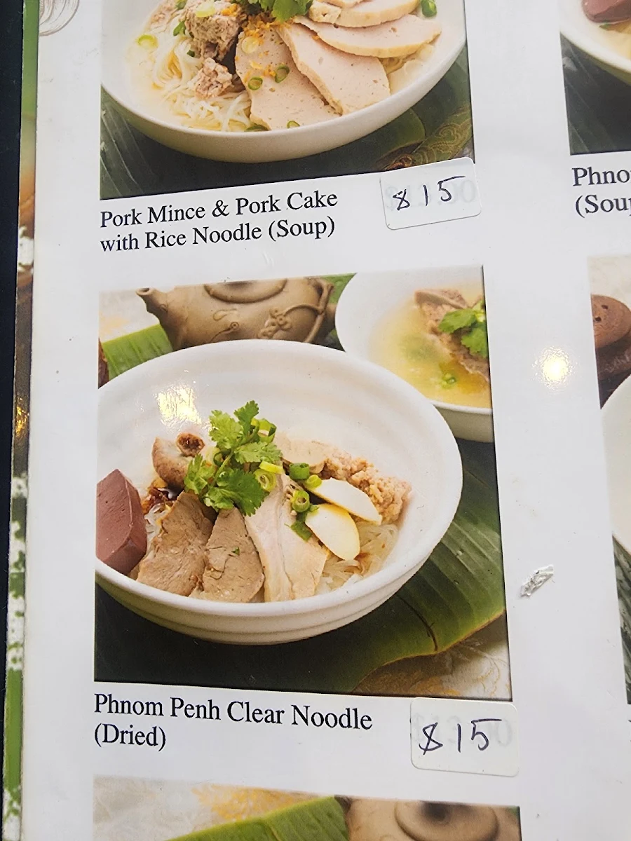 Menu, Battambang Restaurant II