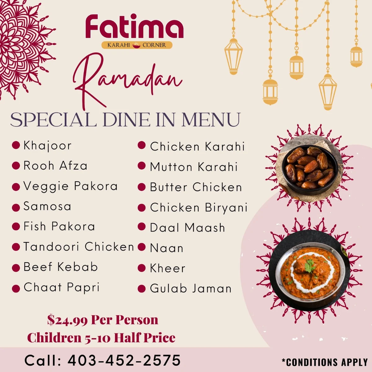 Menu, Fatima Karahi Restaurant & Banquet Hall