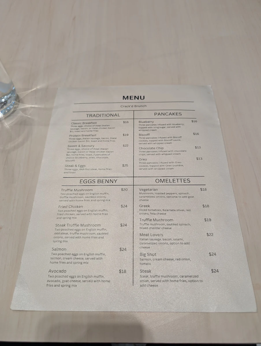 Menu, Crack'd Brunch