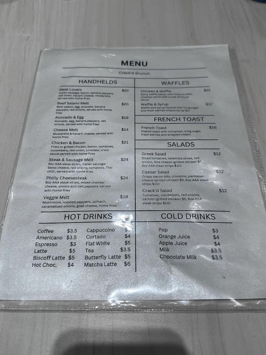 Menu, Crack'd Brunch