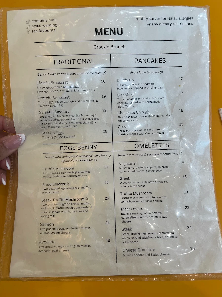 Menu, Crack'd Brunch
