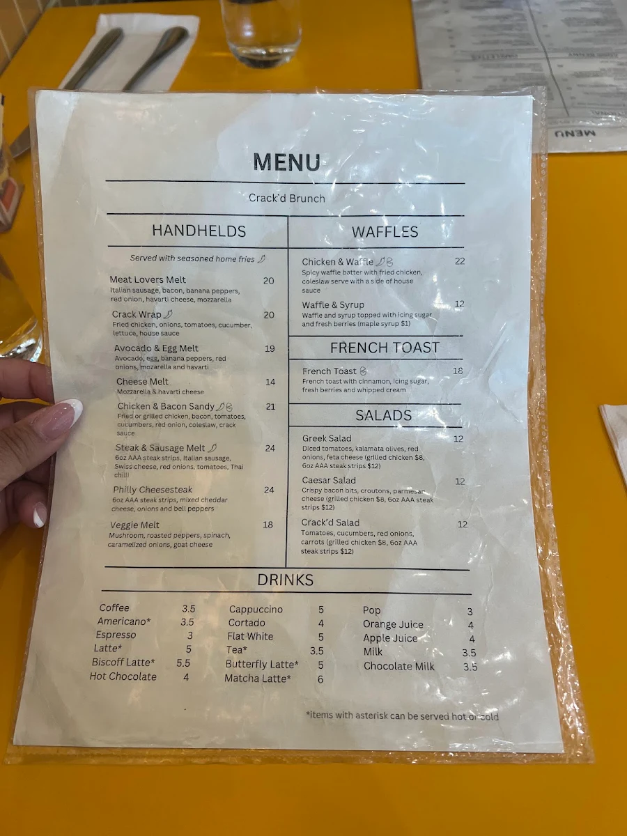 Menu, Crack'd Brunch