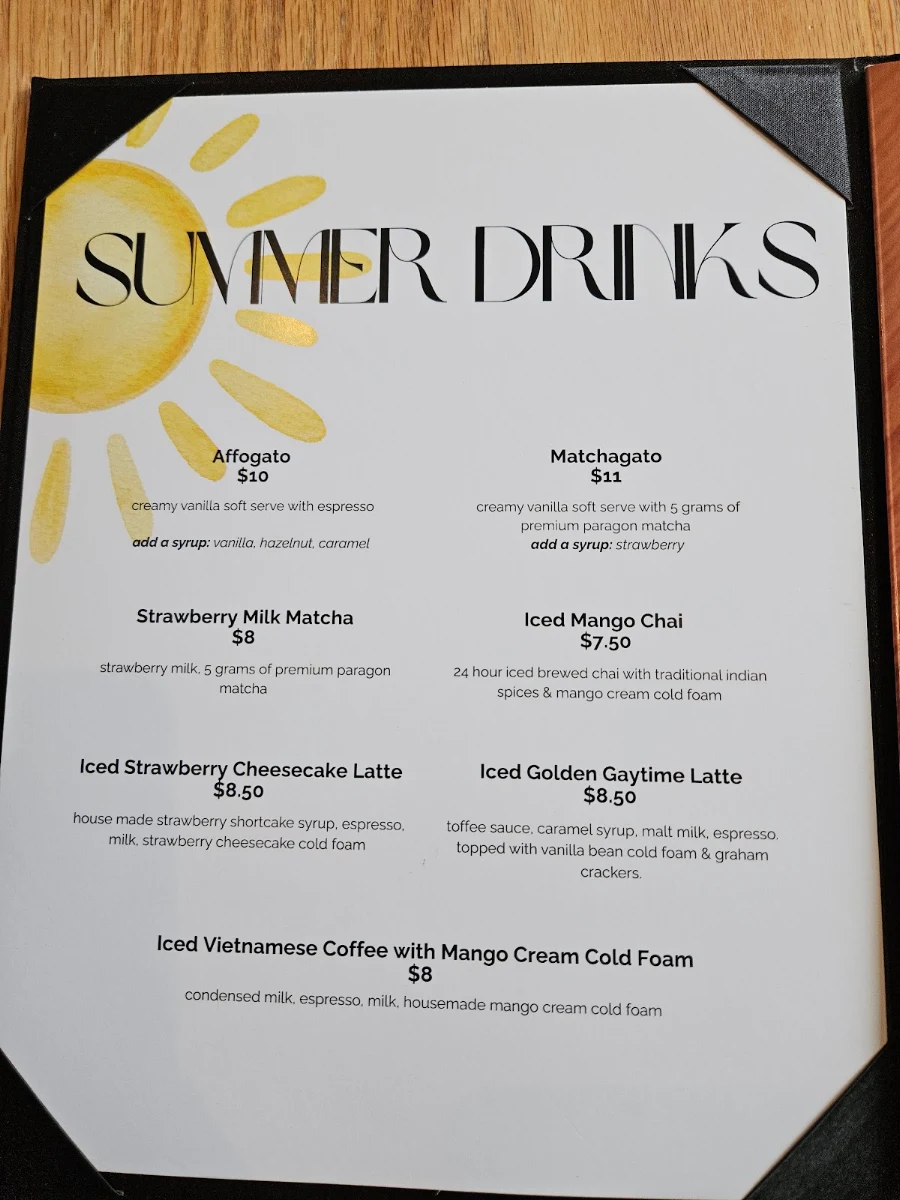 Menu, Ruex Cafe and Bar