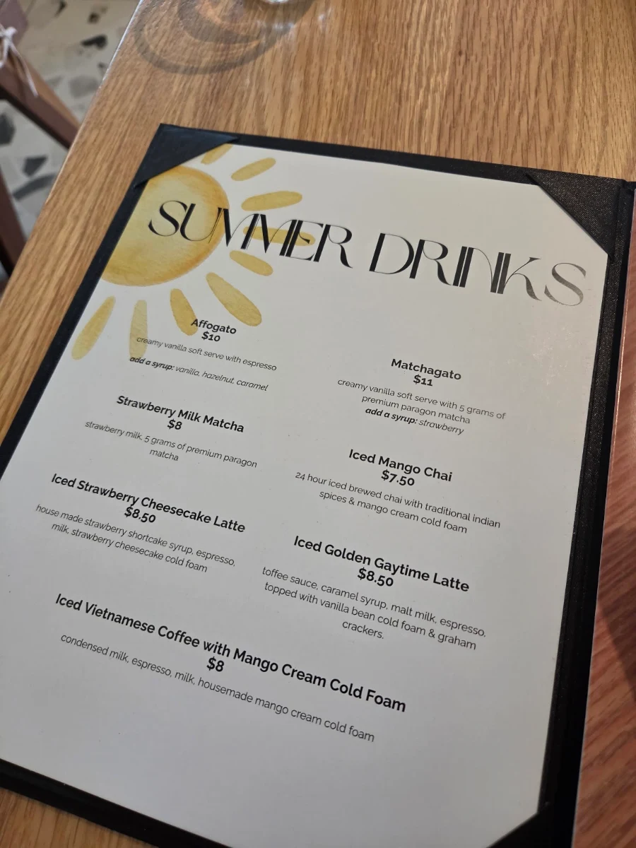Menu, Ruex Cafe and Bar