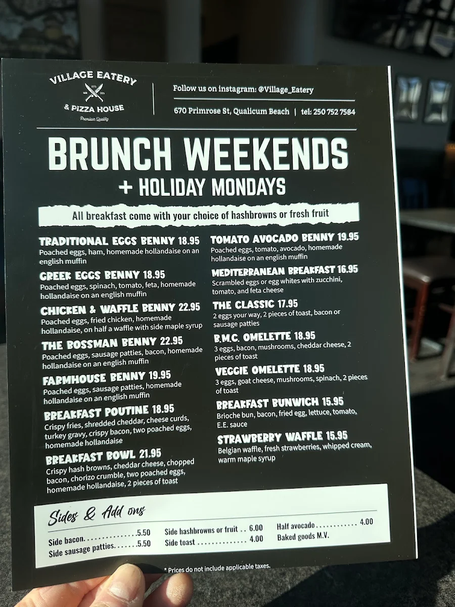 Menu, Village Eatery