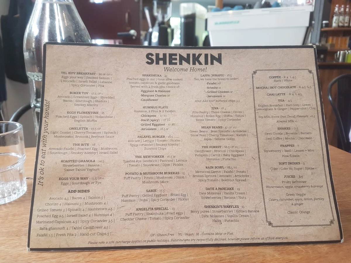 Menu, Shenkin Erskineville