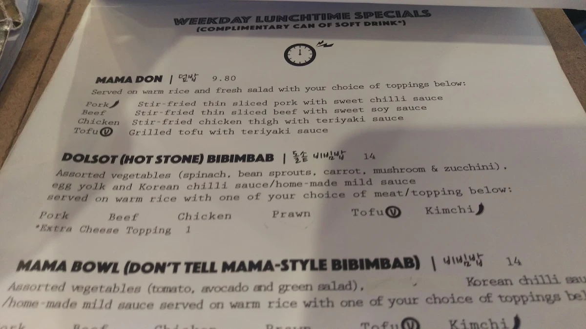 Menu, Don't Tell Mama Shh Korean Restaurant