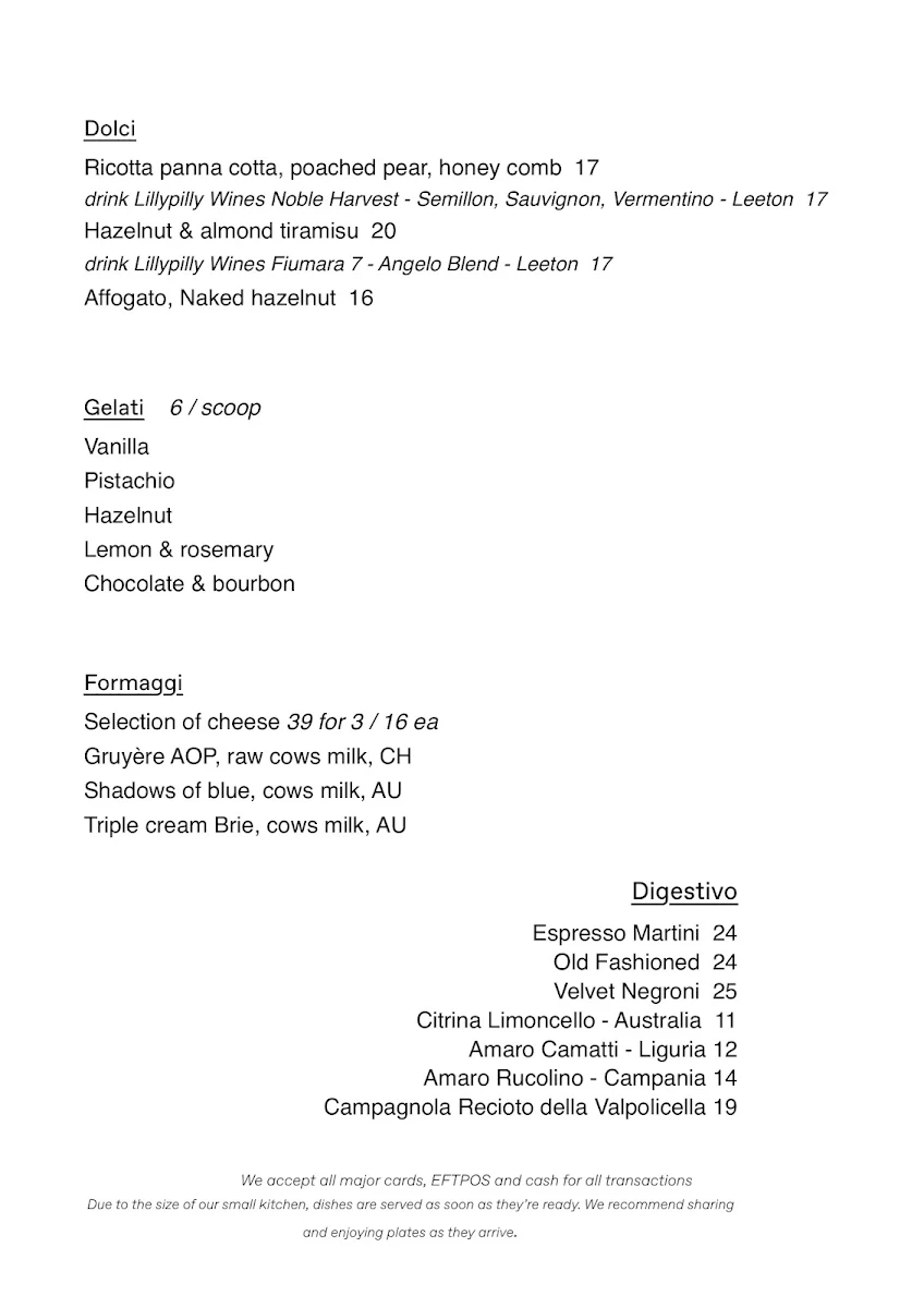 Menu, Ragazzi