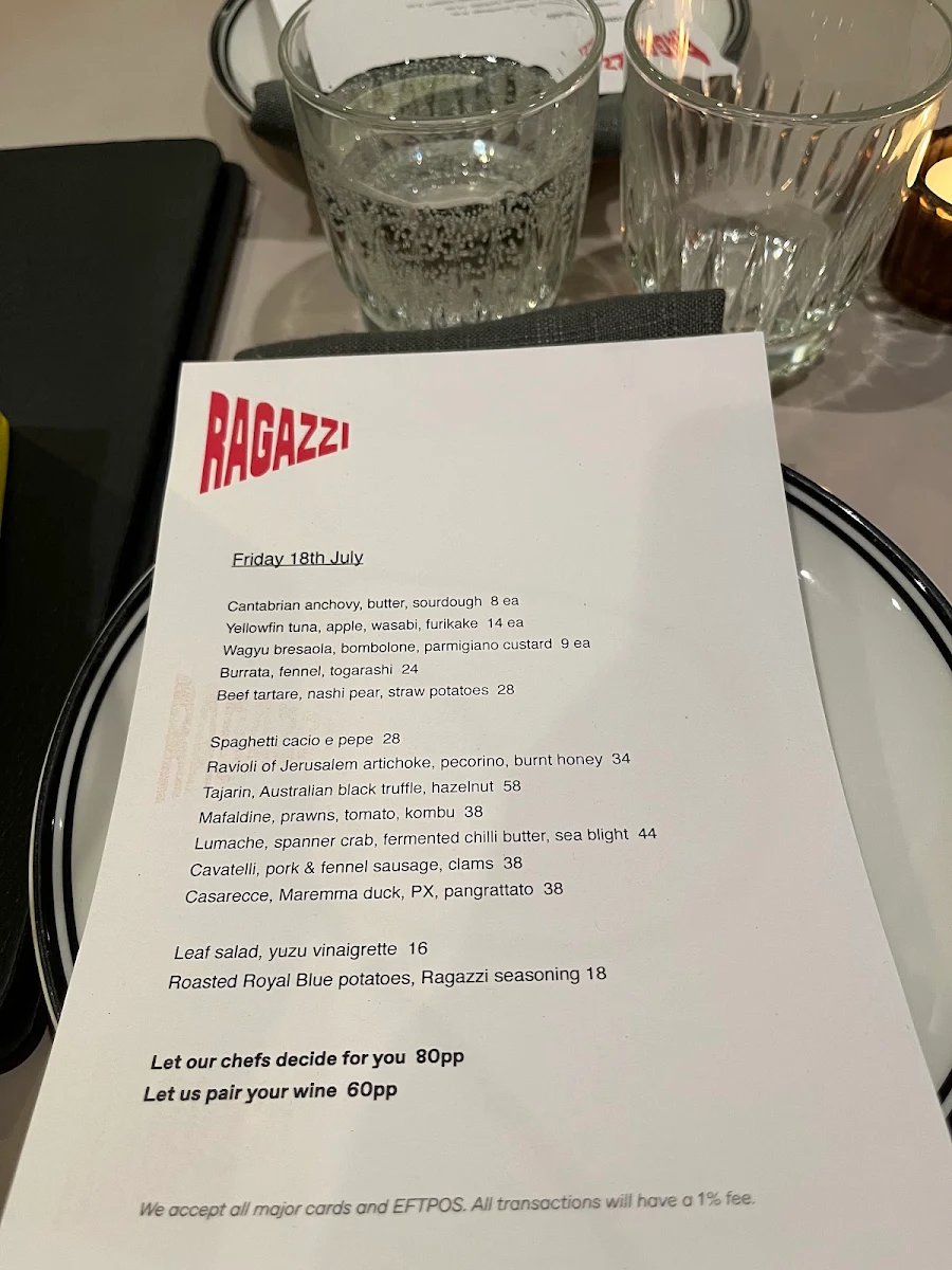 Menu, Ragazzi