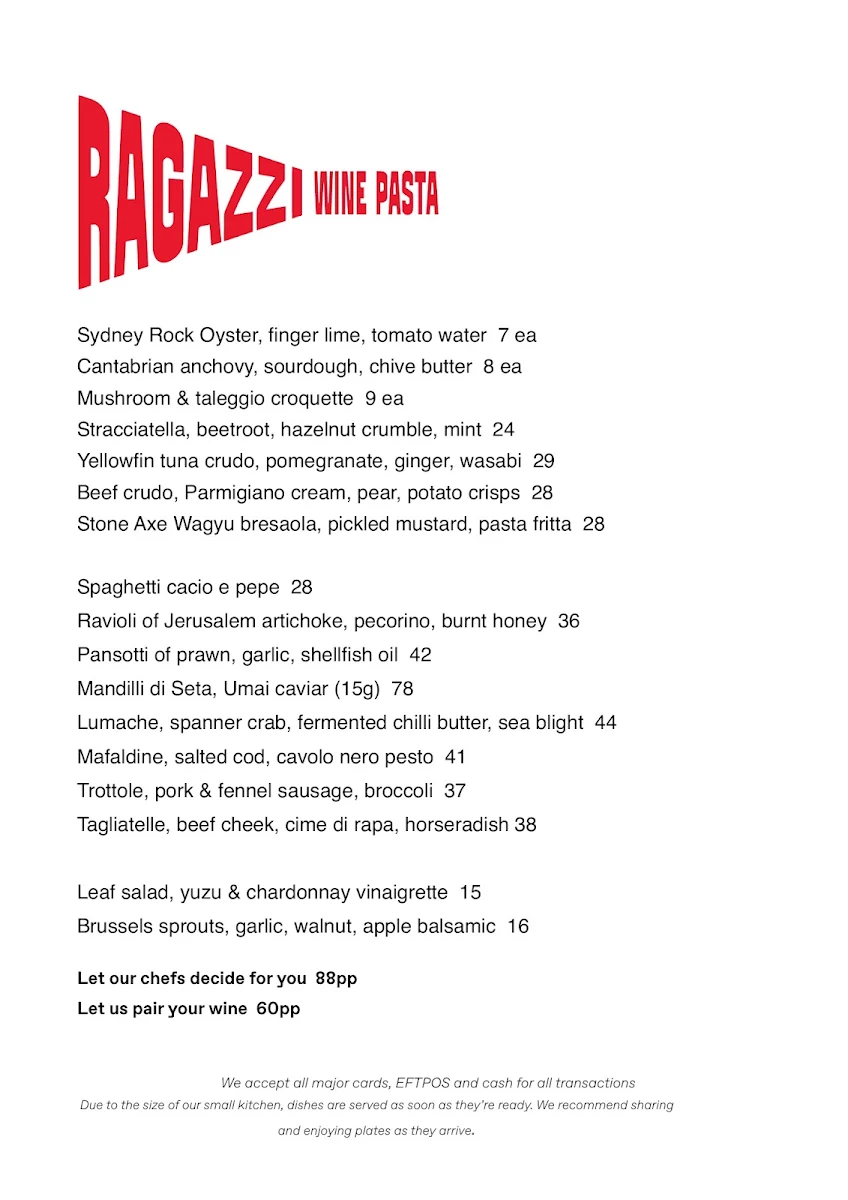 Menu, Ragazzi