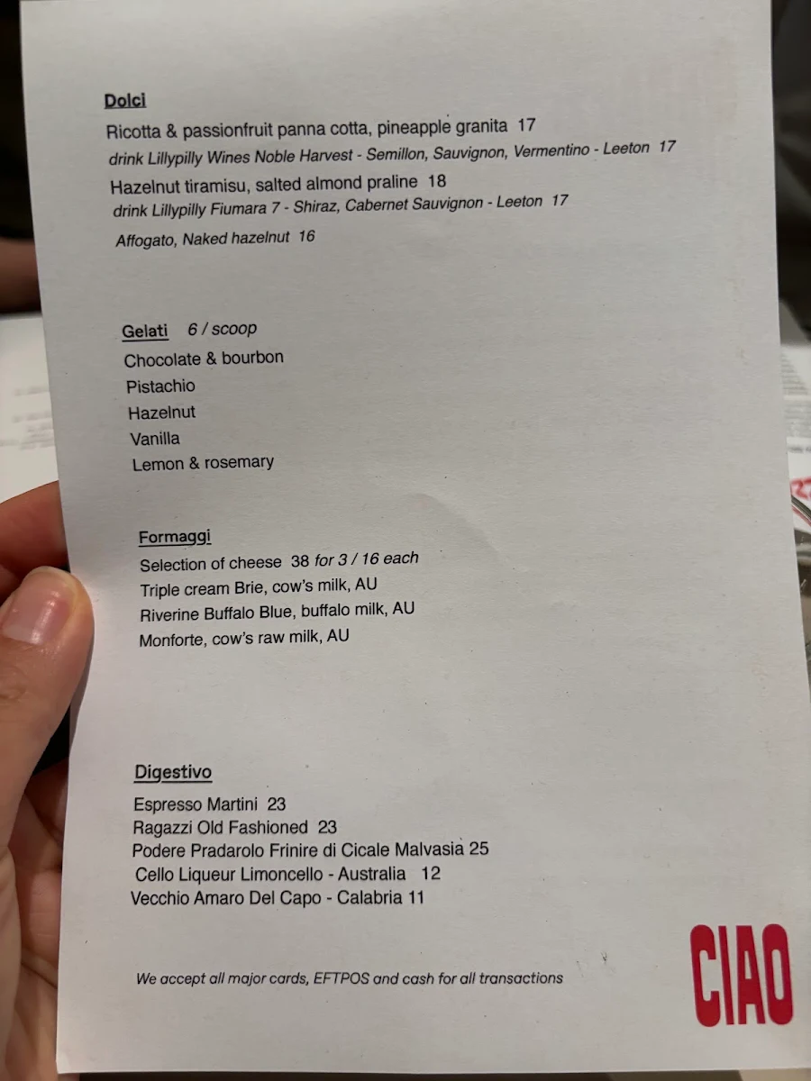 Menu, Ragazzi