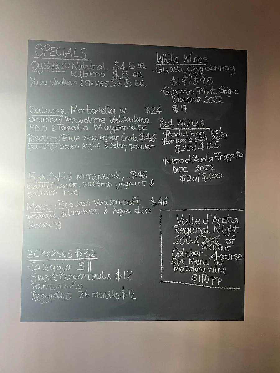 Menu, Buono Restaurant & Bar