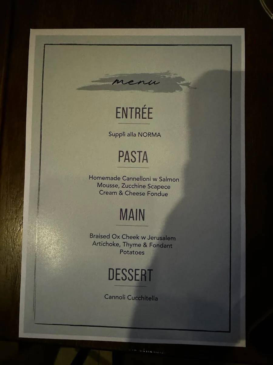 Menu, Buono Restaurant & Bar