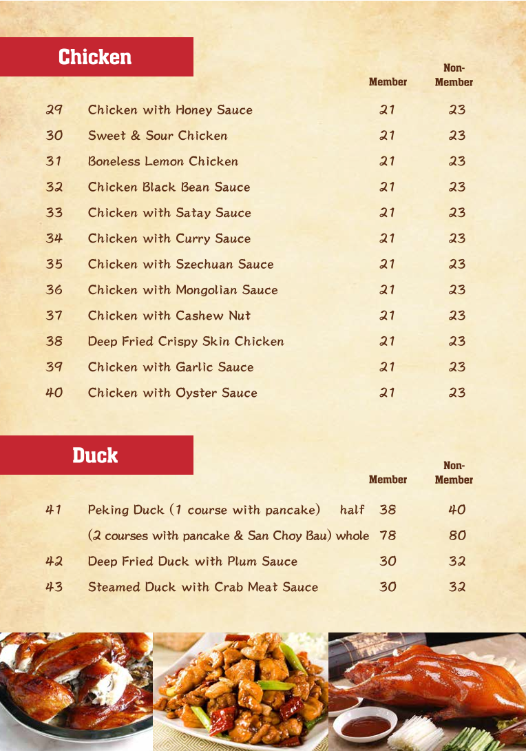 Menu, Mr Su's Kitchen at St Marys Diggers