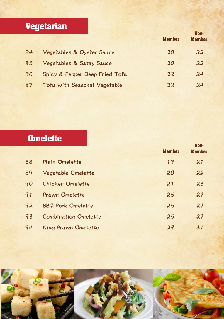 Menu, Mr Su's Kitchen at St Marys Diggers