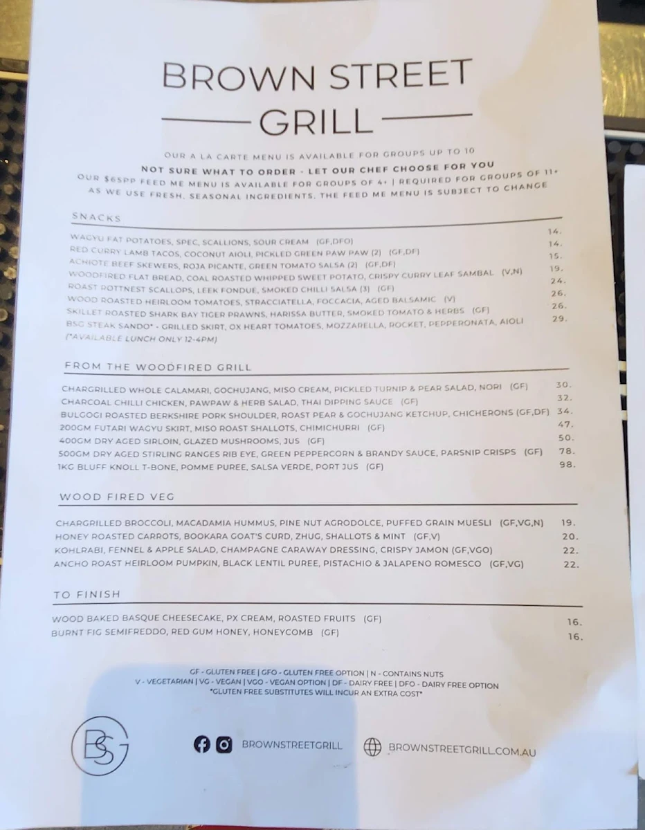 Menu, Bright Tank Brewing Co
