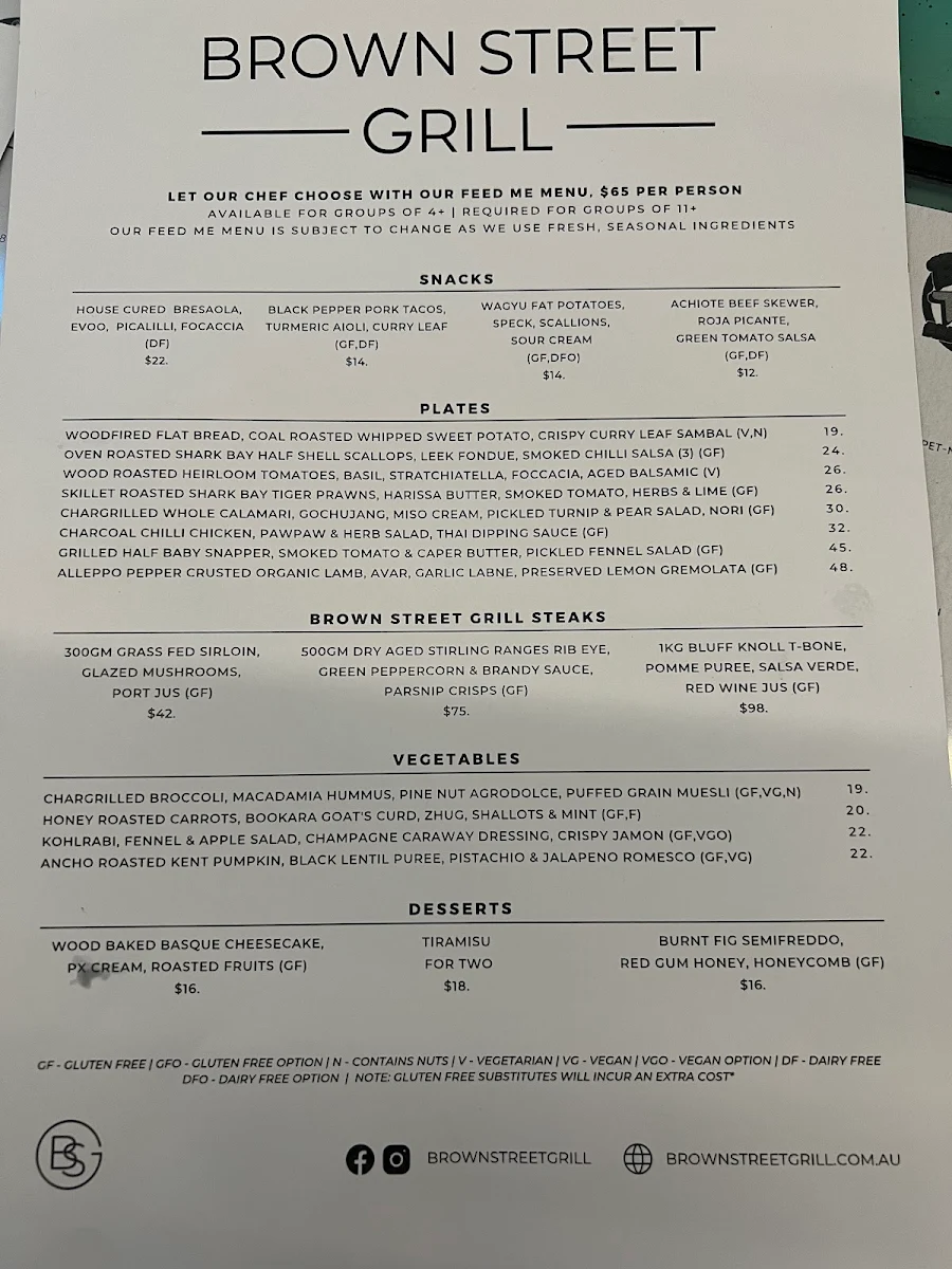 Menu, Bright Tank Brewing Co