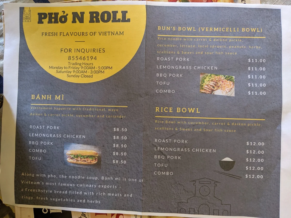 Menu, Nha Trang Vietnamese Pho N Roll