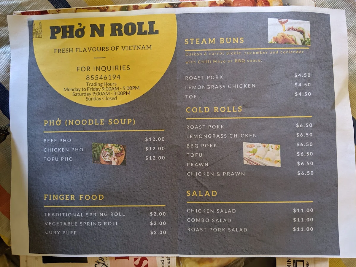 Menu, Nha Trang Vietnamese Pho N Roll