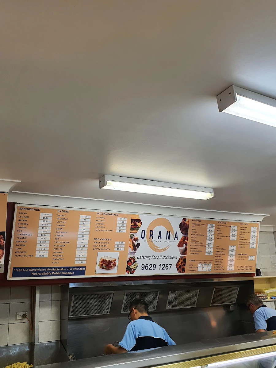 Menu, Orana Takeaway