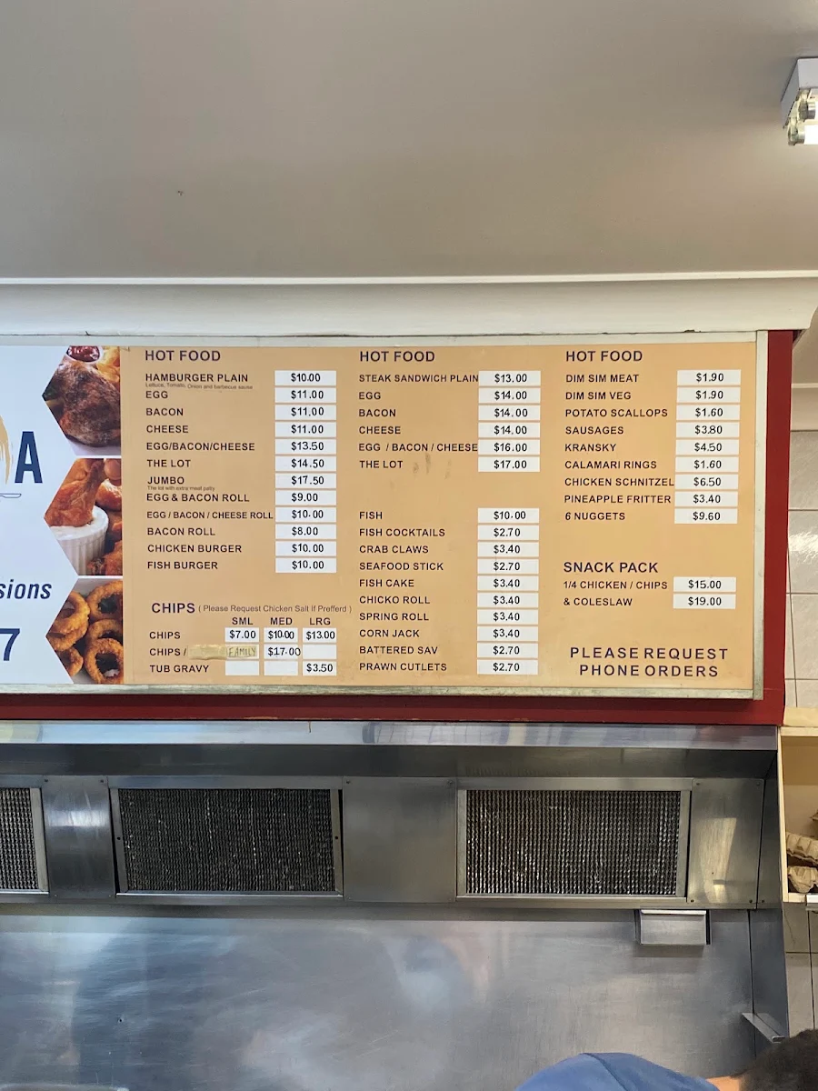 Menu, Orana Takeaway
