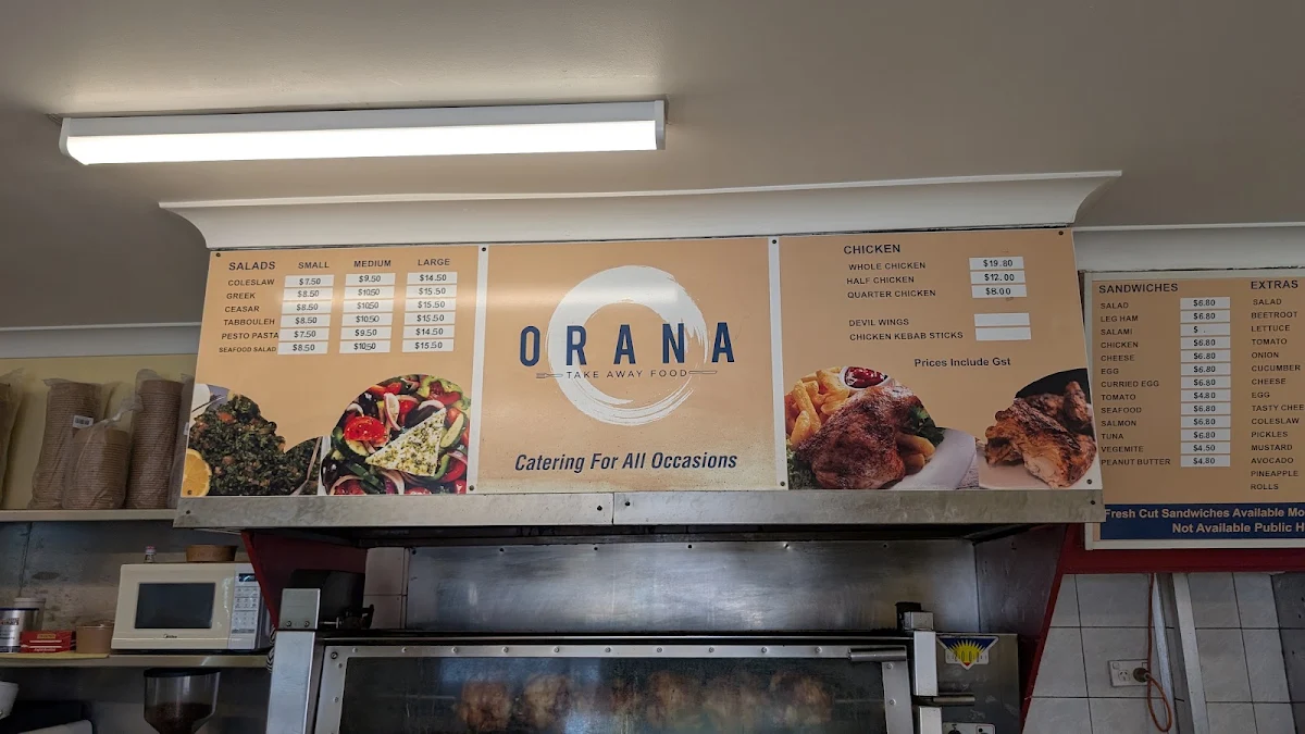 Menu, Orana Takeaway