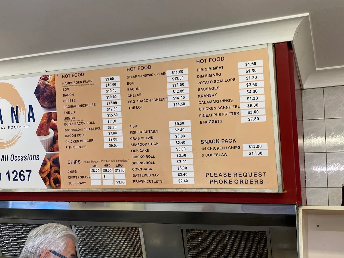 Menu, Orana Takeaway