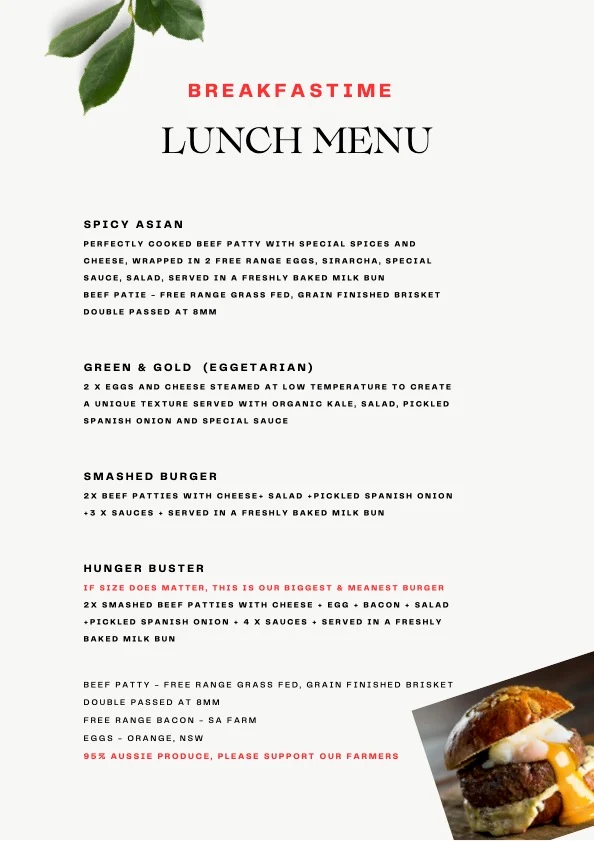 Menu, BREAKFASTIME