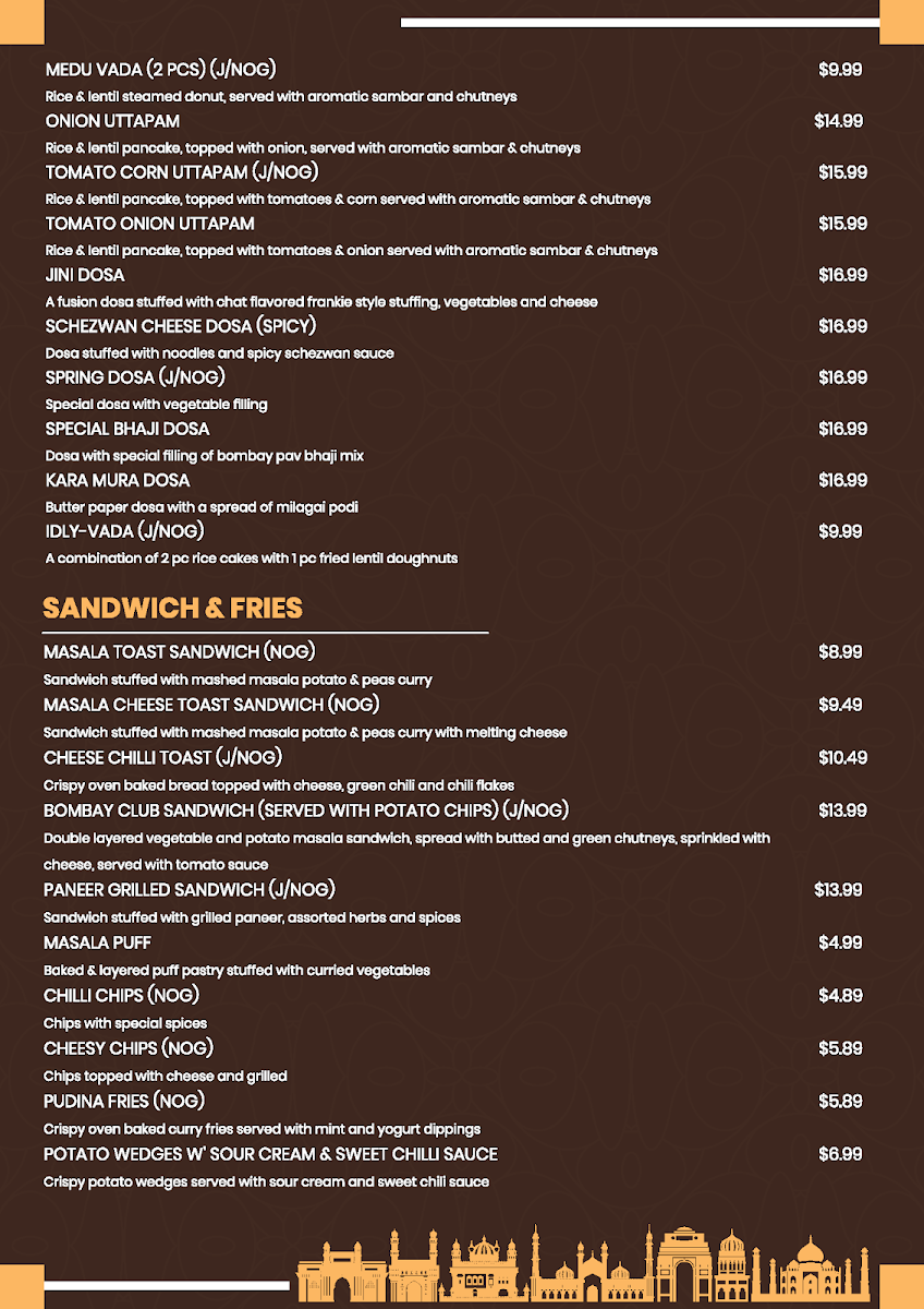 Menu, Dhamaal Restaurant