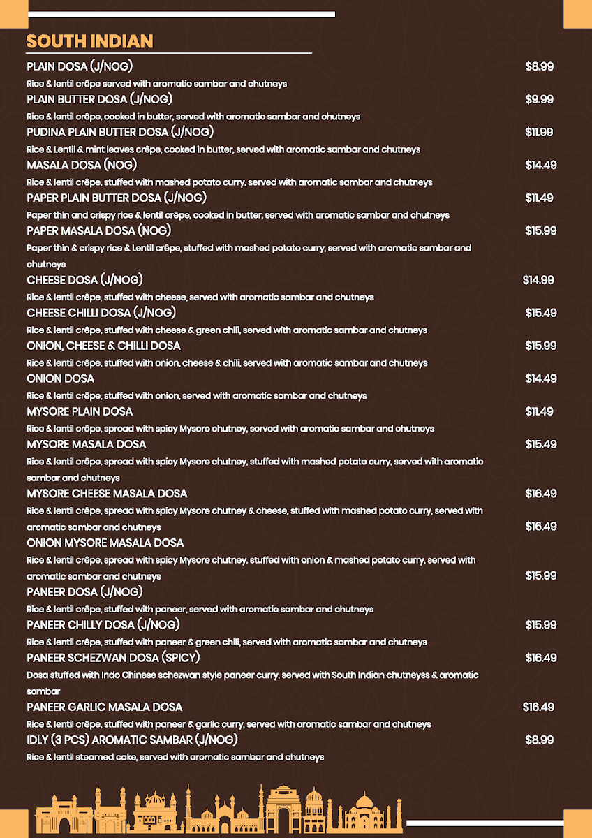 Menu, Dhamaal Restaurant
