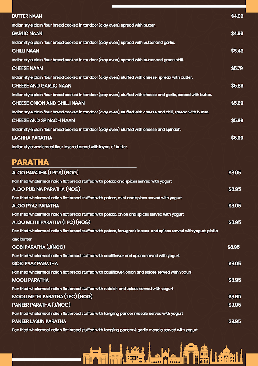 Menu, Dhamaal Restaurant
