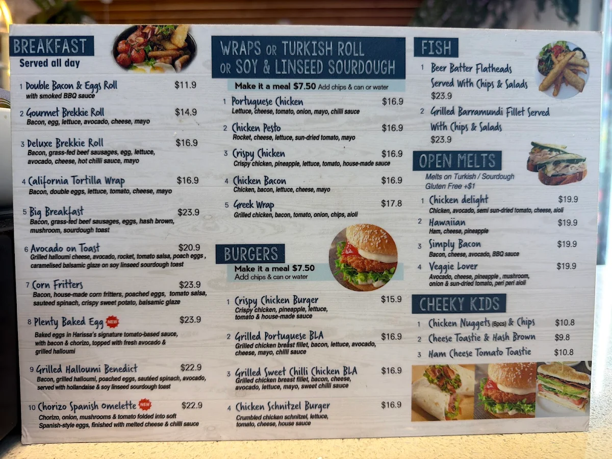 Menu, Cafe Plenty