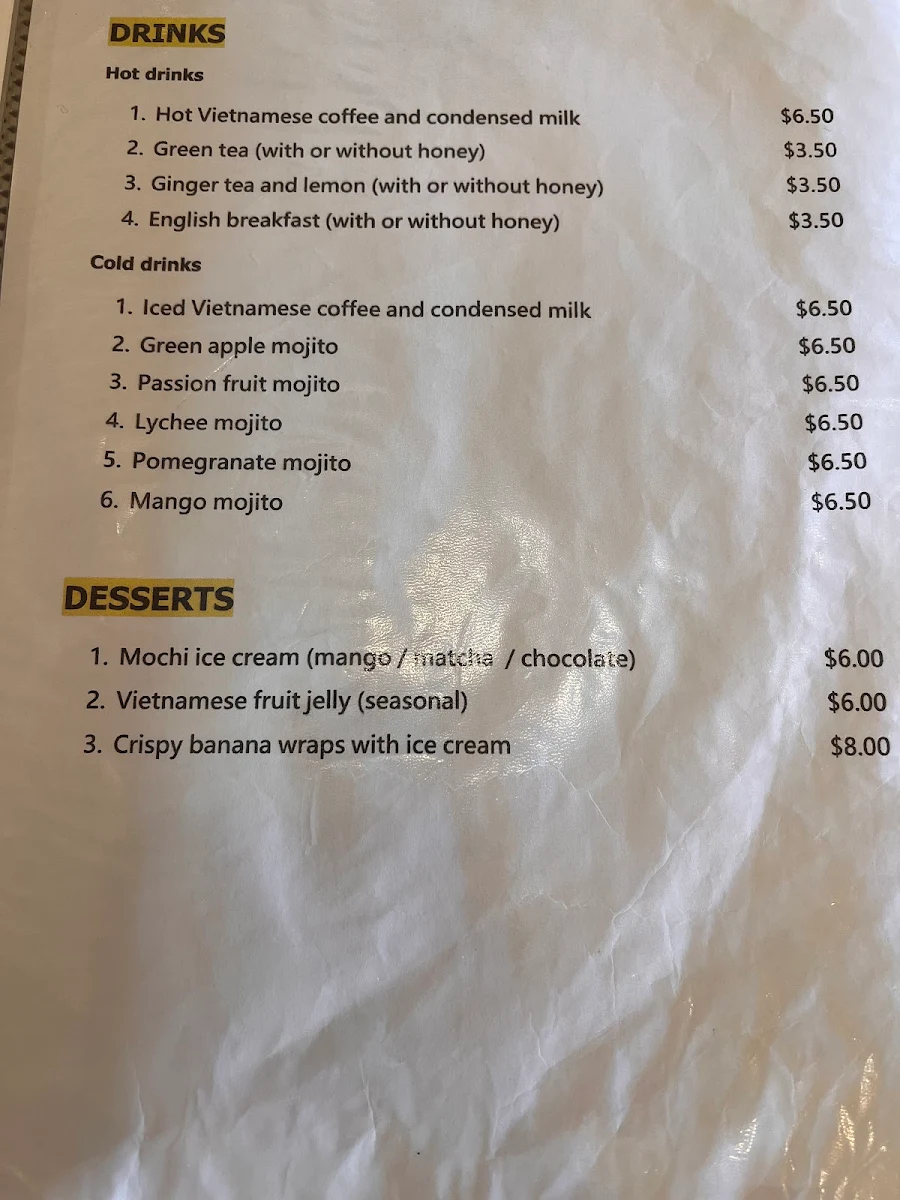 Menu, Noodles and Rice Restaurant