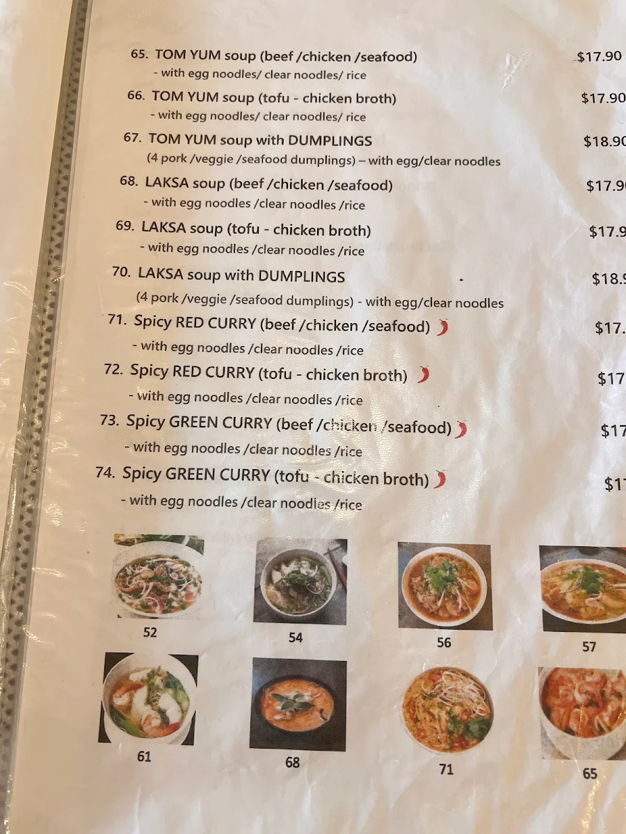 Menu, Noodles and Rice Restaurant