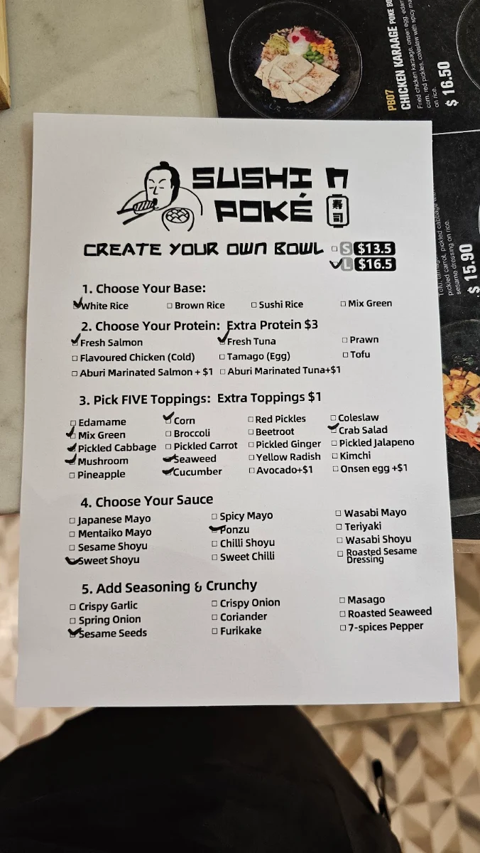 Menu, Sushi n Poke