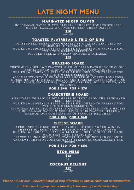 Menu, The Tipsy Cow - Cocktail Tapas Bar & Beer Garden