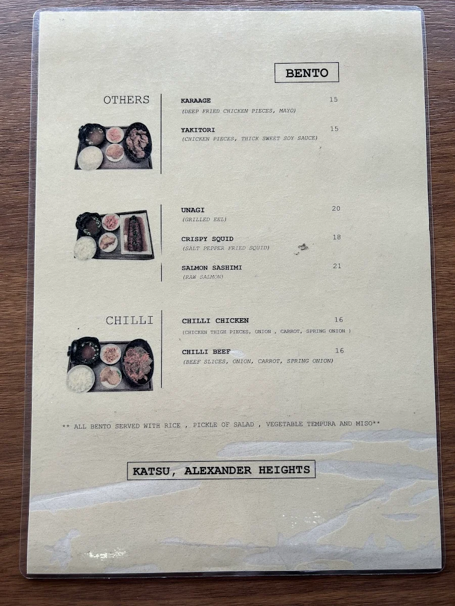 Menu, Katsu Japanese