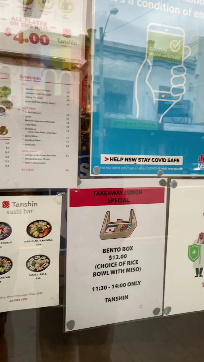Menu, Tanshin Sushi Bar