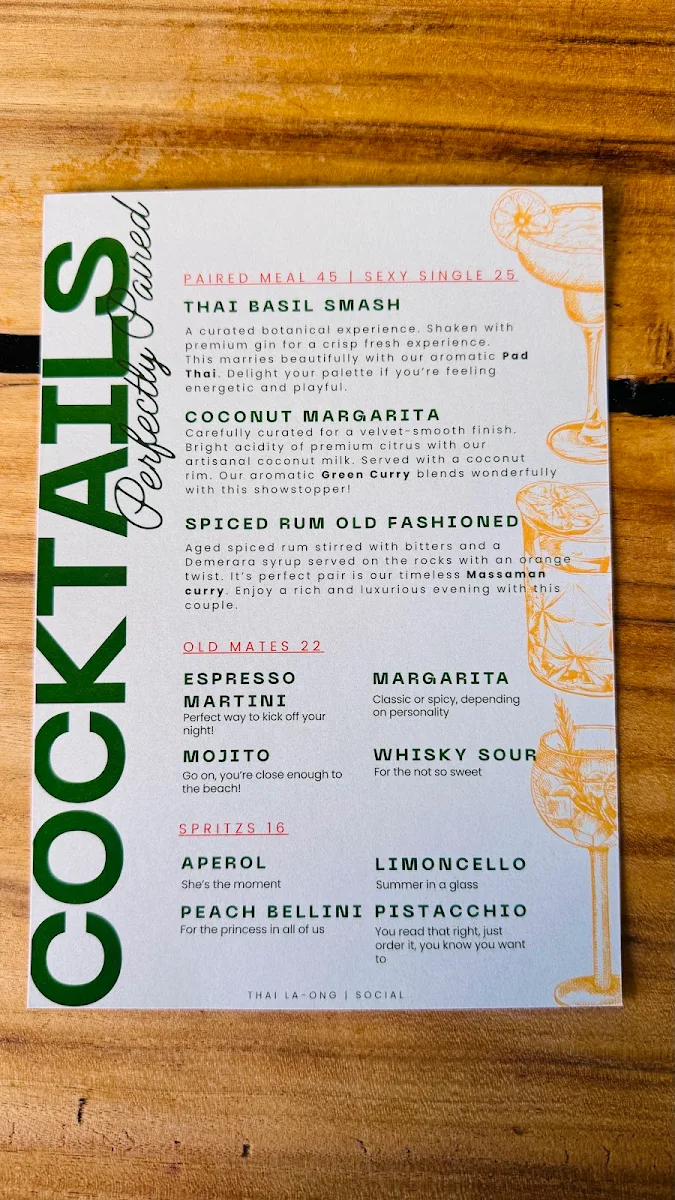 Menu, Thai La-Ong Social