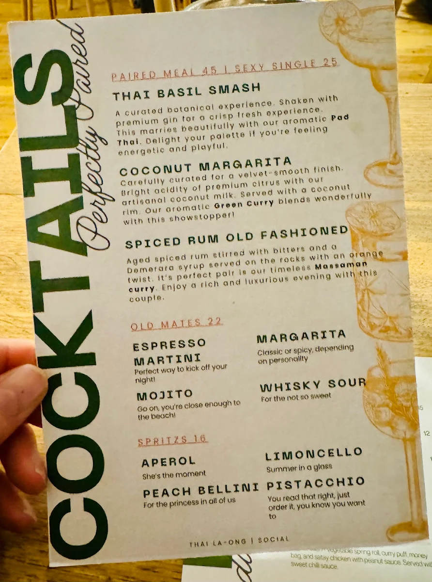 Menu, Thai La-Ong Social