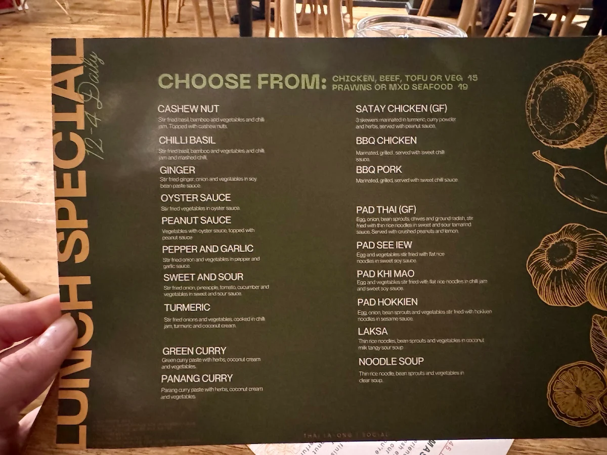 Menu, Thai La-Ong Social