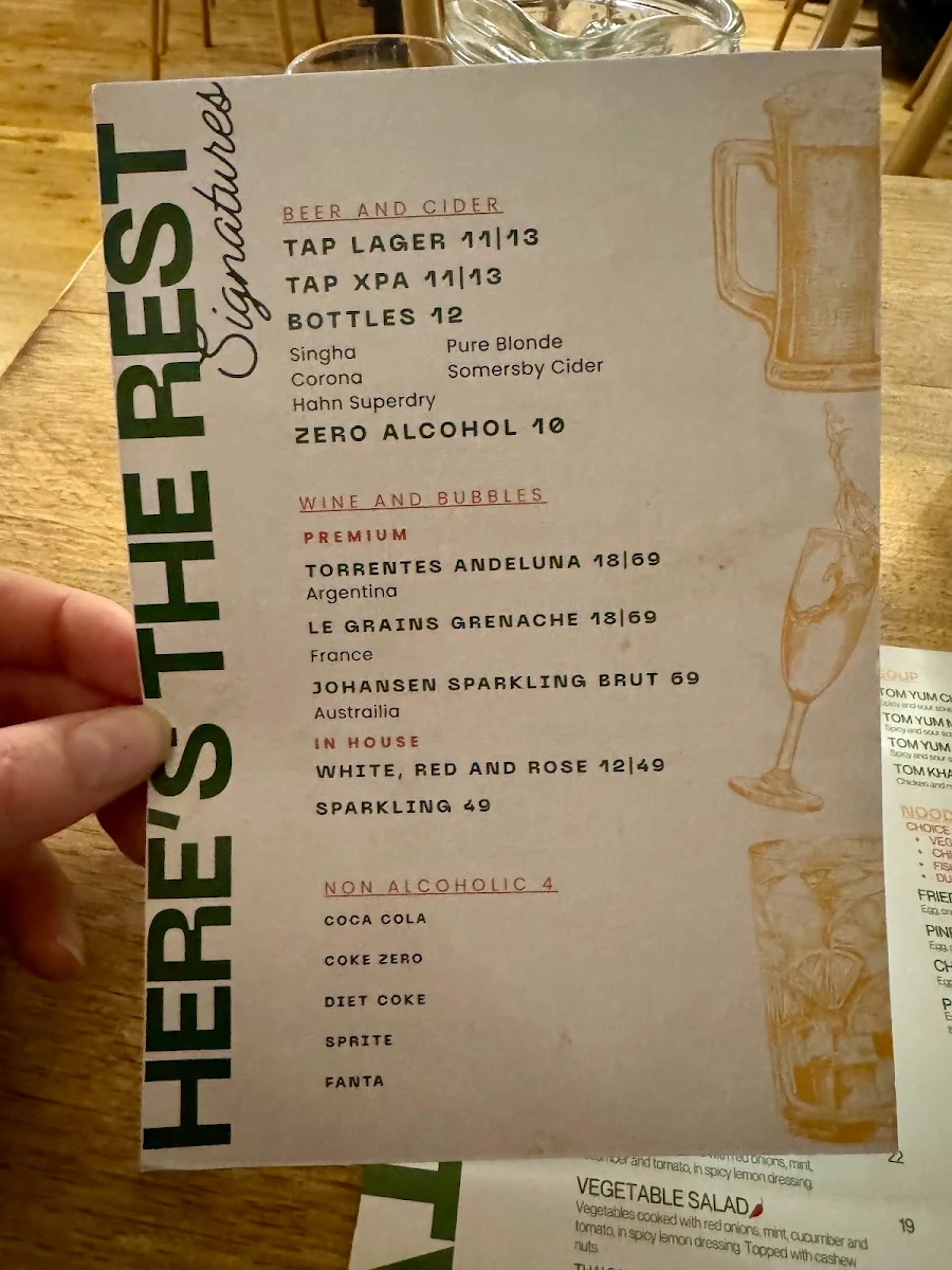 Menu, Thai La-Ong Social
